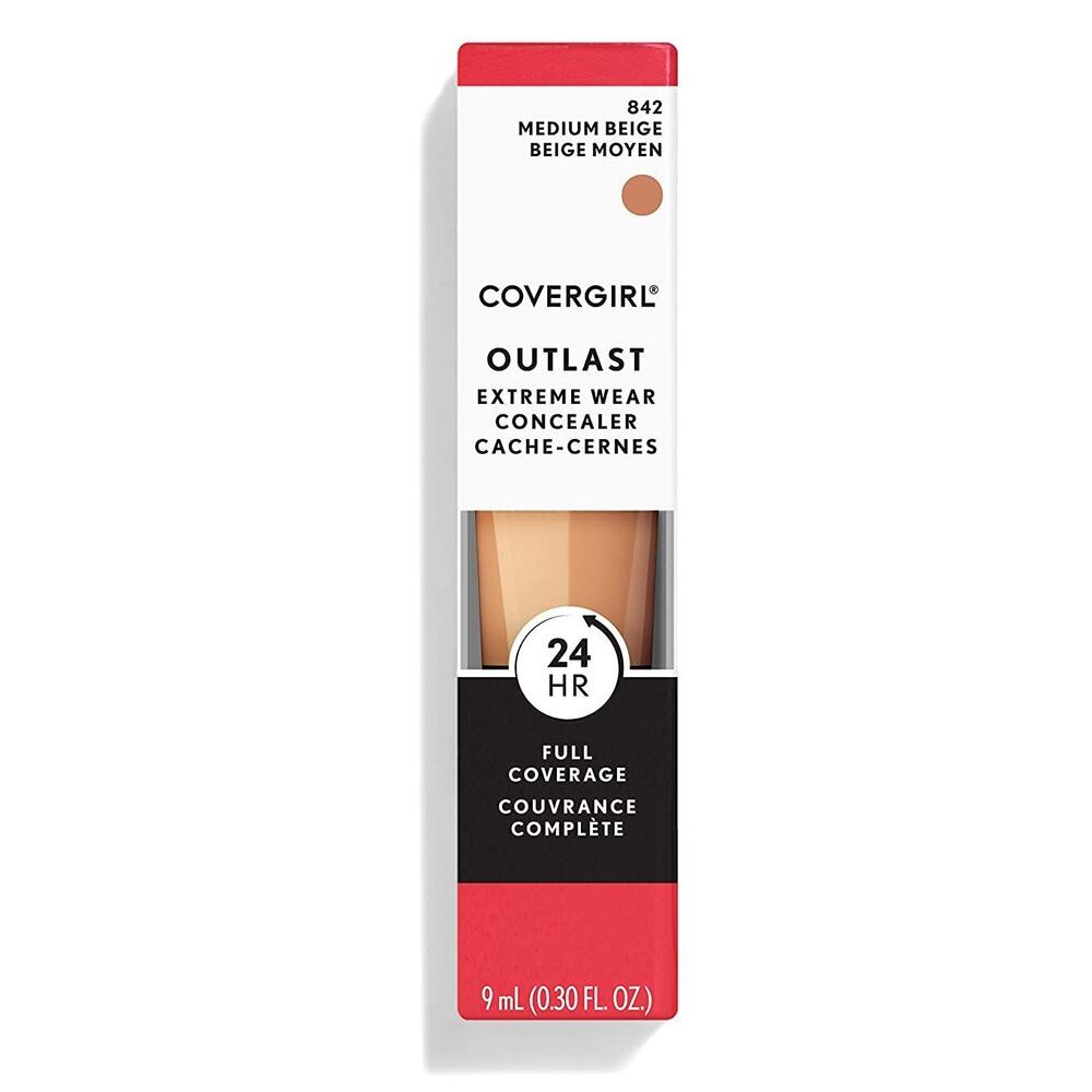 COVERGIRL Outlast Extreme Wear Concealer Medium Beige 842, 24HR Full Coverage